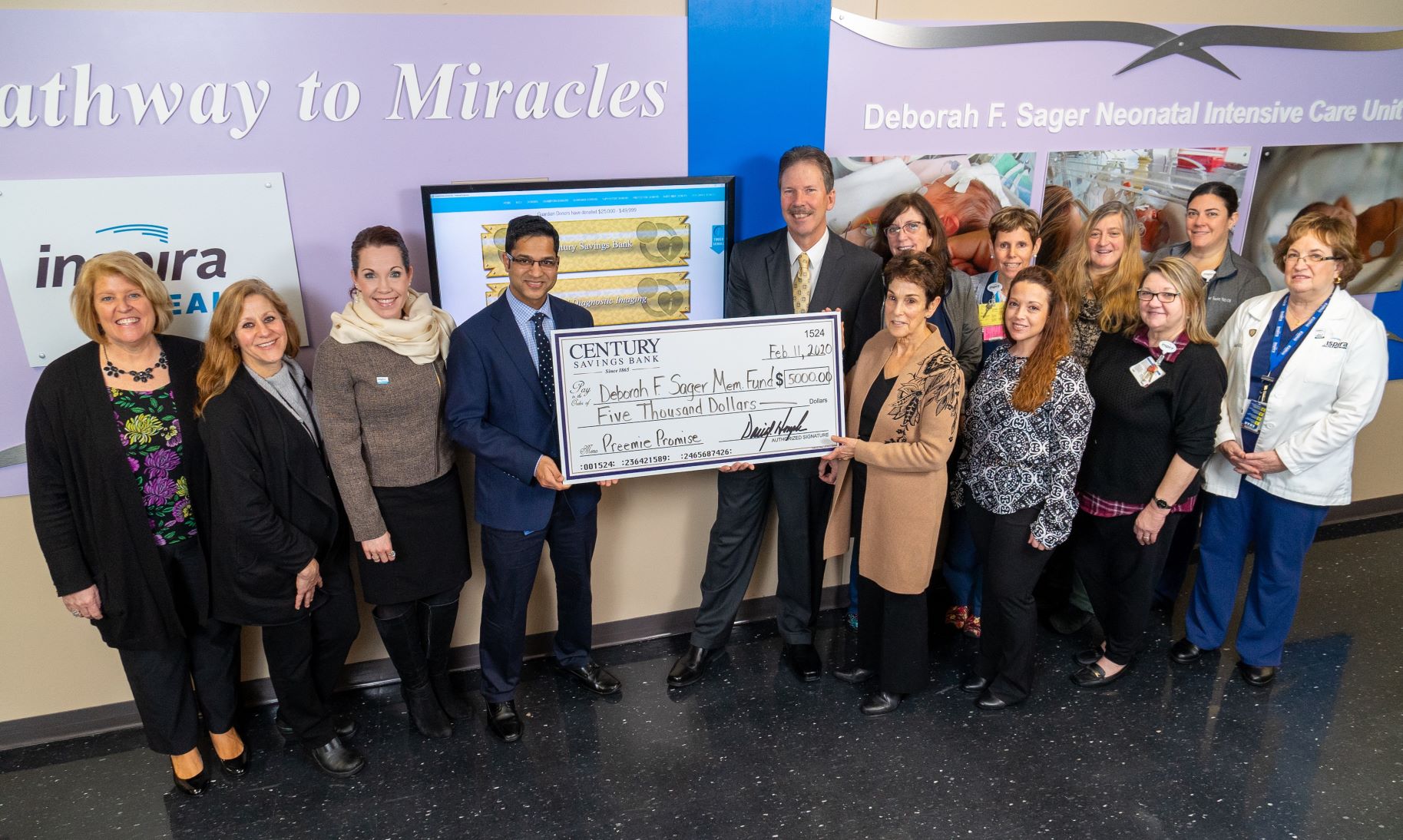 Century Savings Bank “Preemie Promise” Donations to Deborah F. Sager